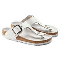 WOMEN'S BIRKENSTOCK GIZEH BIG BUCKLE SANDAL | WHITE LEATHER