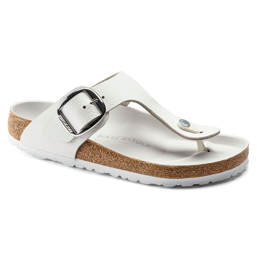 WOMEN'S BIRKENSTOCK GIZEH BIG BUCKLE SANDAL | WHITE LEATHER