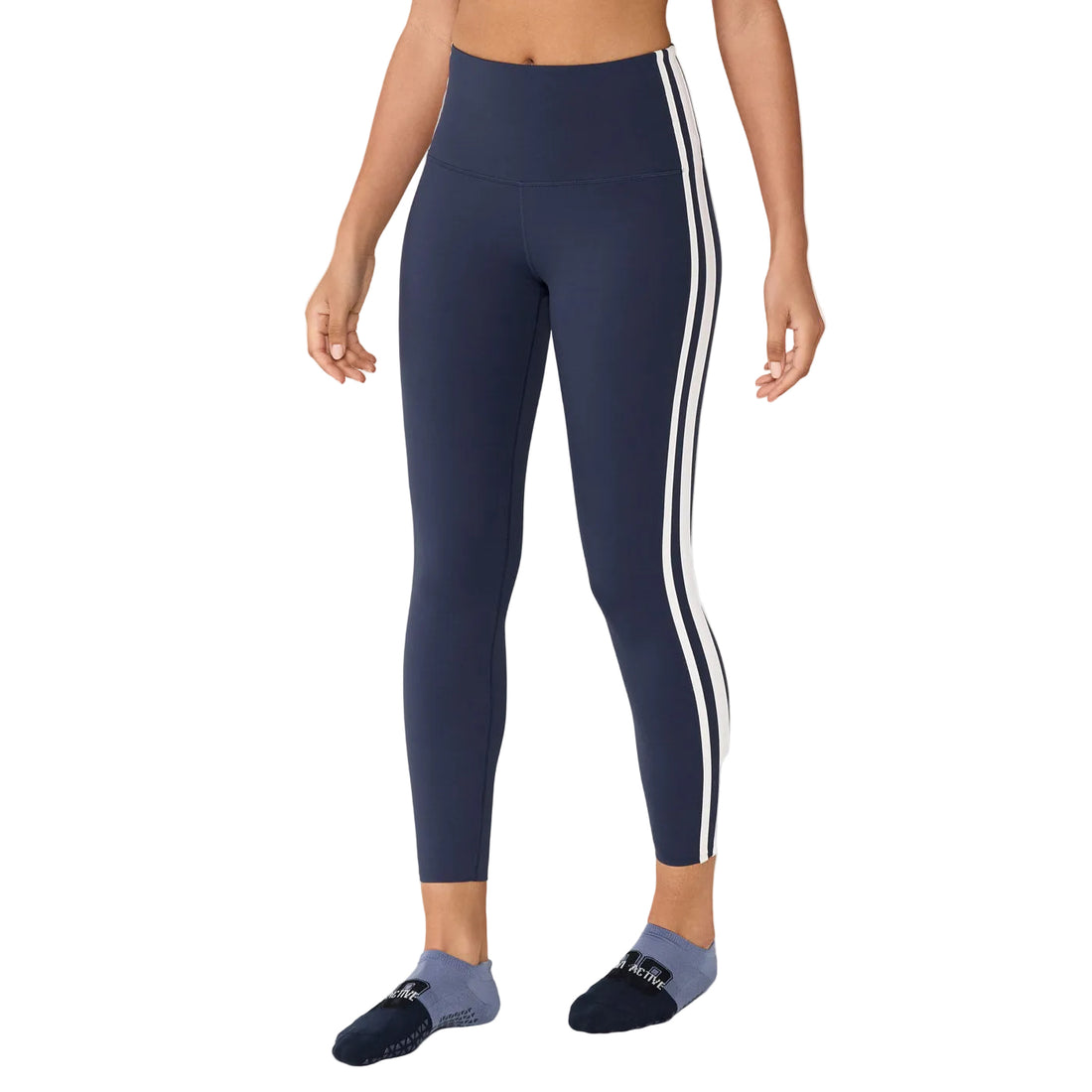 WOMEN'S TAVI HIGH WAISTED 7/8 STRIPE TIGHT | NAVY COCONUT