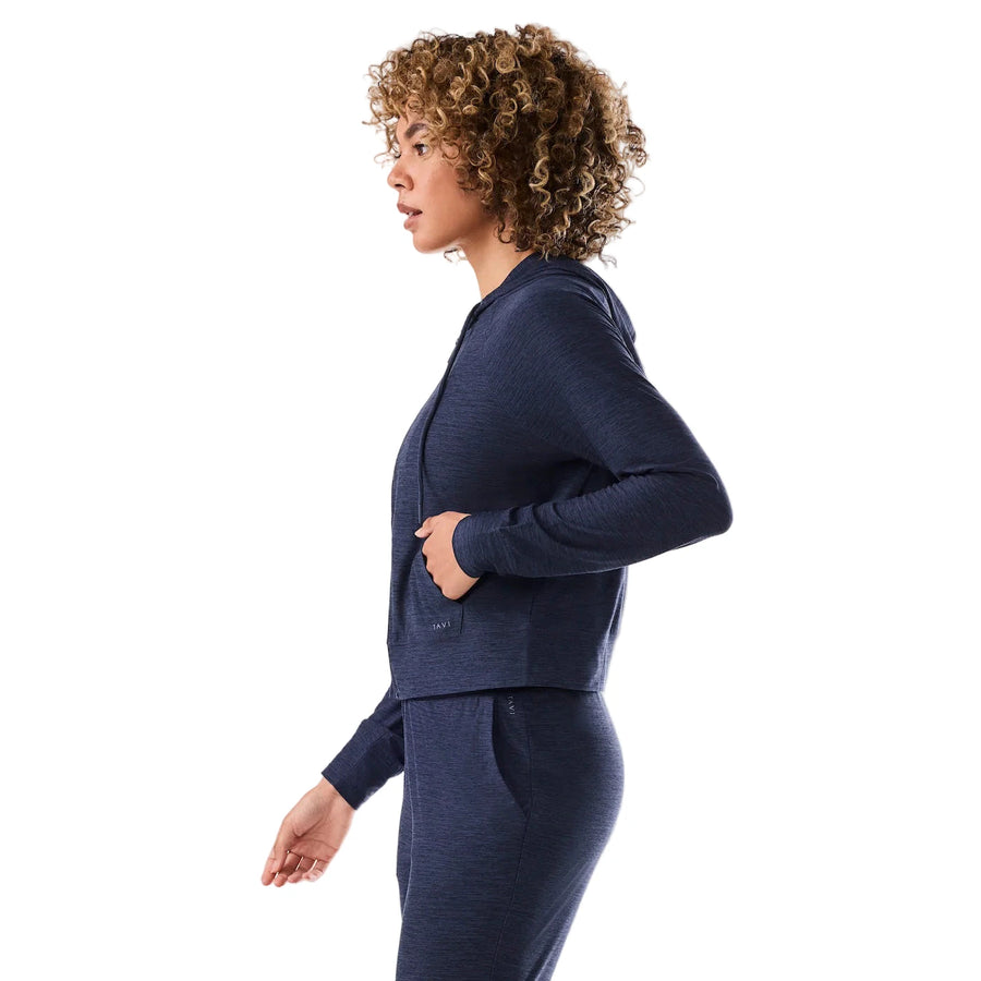 WOMEN'S TAVI SOFTTEC ZIP HOODIE | NAVY SPACE DYE