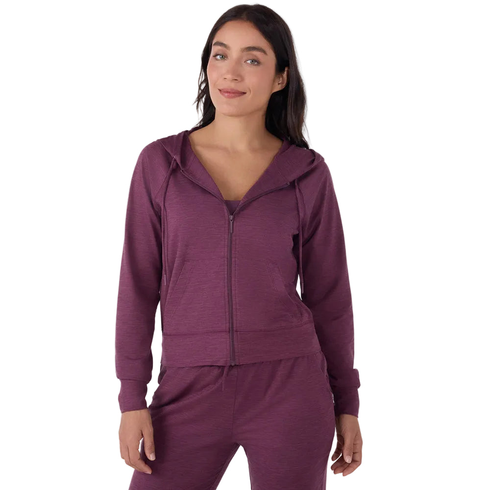 WOMEN'S TAVI SOFT TEC ZIP HOODIE | BORDEAUX MELANGE