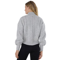 WOMEN'S TAVI HI LOW CABLE SWEATER | ASH