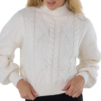 WOMEN'S TAVI HI LOW CABLE SWEATER | COCONUT
