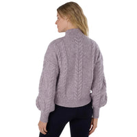 WOMEN'S TAVI HI LOW CABLE SWEATER | LAVENDER MIST