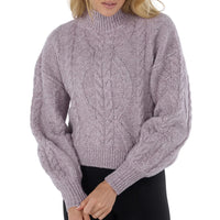 WOMEN'S TAVI HI LOW CABLE SWEATER | LAVENDER MIST
