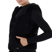 WOMEN'S TAVI RIBBED VELOUR PUFFER VEST | EBONY