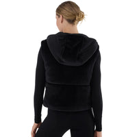 WOMEN'S TAVI RIBBED VELOUR PUFFER VEST | EBONY