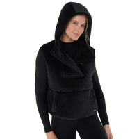 WOMEN'S TAVI RIBBED VELOUR PUFFER VEST | EBONY