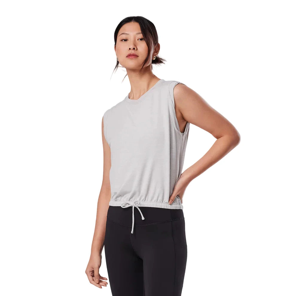WOMEN'S TAVI SOFTTEC CROP TIE TEE | ASH