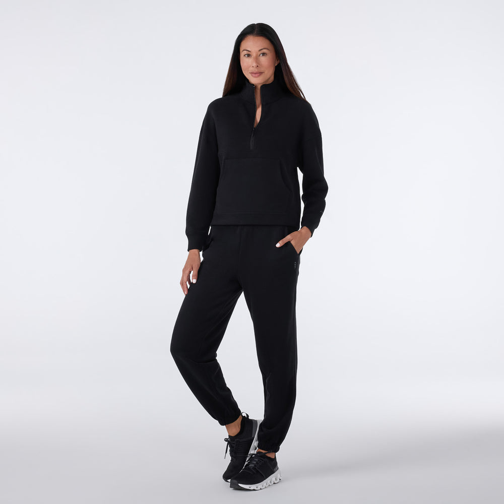 WOMEN'S TAVI FRENCH TERRY RELAXED HALF ZIP SWEATSHIRT | EBONY