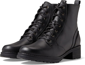 WOMEN'S COLE HAAN CAMEA WATERPROOF COMBAT BOOT | BLACK LEATHER