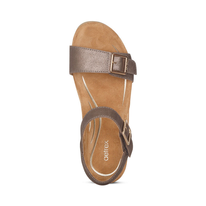 WOMEN'S AETREX LEXA QUARTER STRAP WEDGE | BRONZE