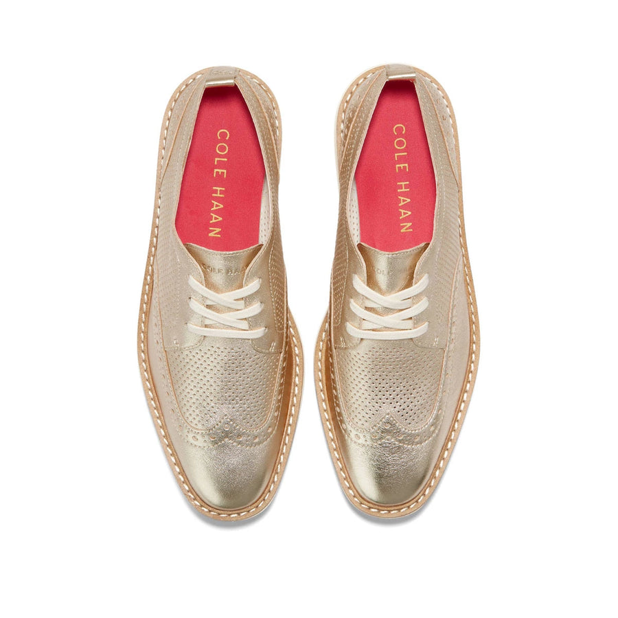 WOMEN'S COLE HAAN ØRIGINAL GRAND PLATFORM WINGTIP OXFORD | GOLD TALCA / IVORY