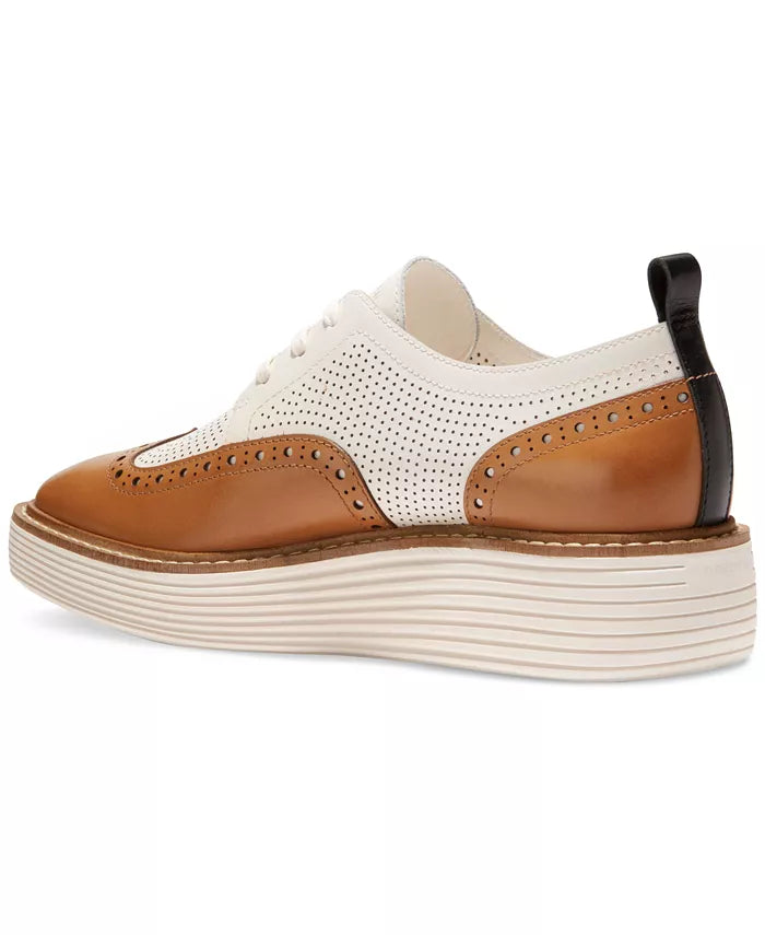 WOMEN'S COLE HAAN ORIGINAL GRAND PLATFORM WINGTIP OXFORD | PECAN / IVORY