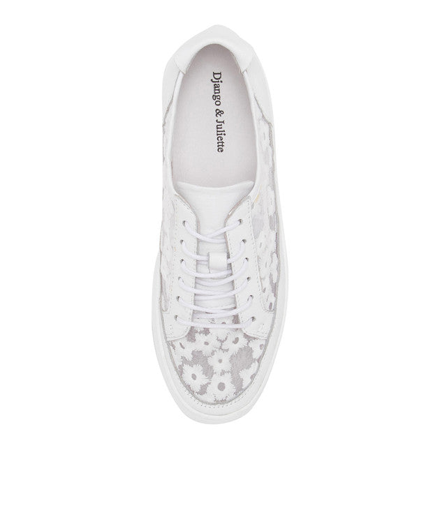 WOMEN'S DJANGO & JULIETTE FADERS-DJ | WHITE LEATHER FLOWER