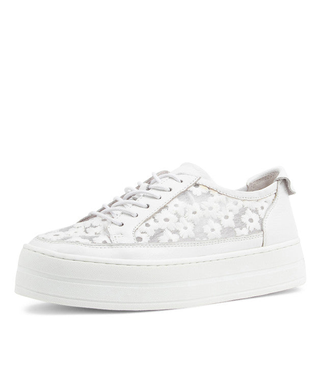 WOMEN'S DJANGO & JULIETTE FADERS-DJ | WHITE LEATHER FLOWER