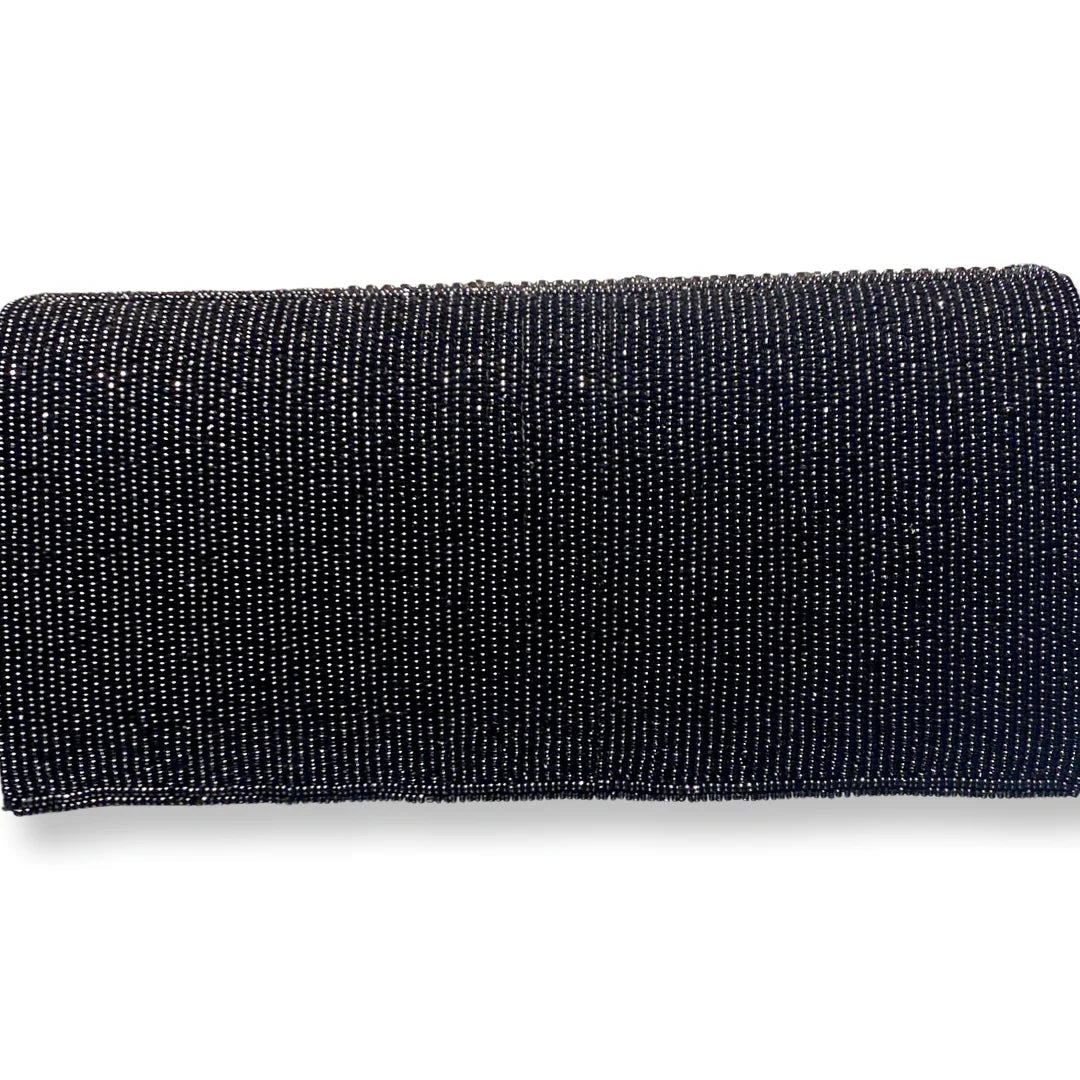 WOMEN'S DAVID JEFFERY HANDBAG | BLACK CRYSTAL BEADS WITH CRYSTAL STRAP