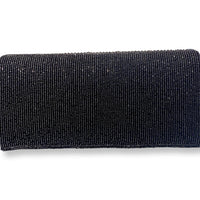 WOMEN'S DAVID JEFFERY HANDBAG | BLACK CRYSTAL BEADS WITH CRYSTAL STRAP