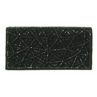 WOMEN'S DAVID JEFFERY HANDBAG | BLACK CRYSTAL BEADS WITH CRYSTAL STRAP