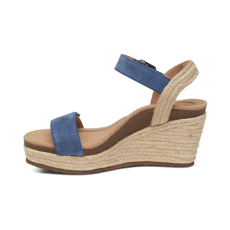 WOMEN'S AETREX SYDNEY QUARTER STRAP ESPADRILLE WEDGE | BLUE