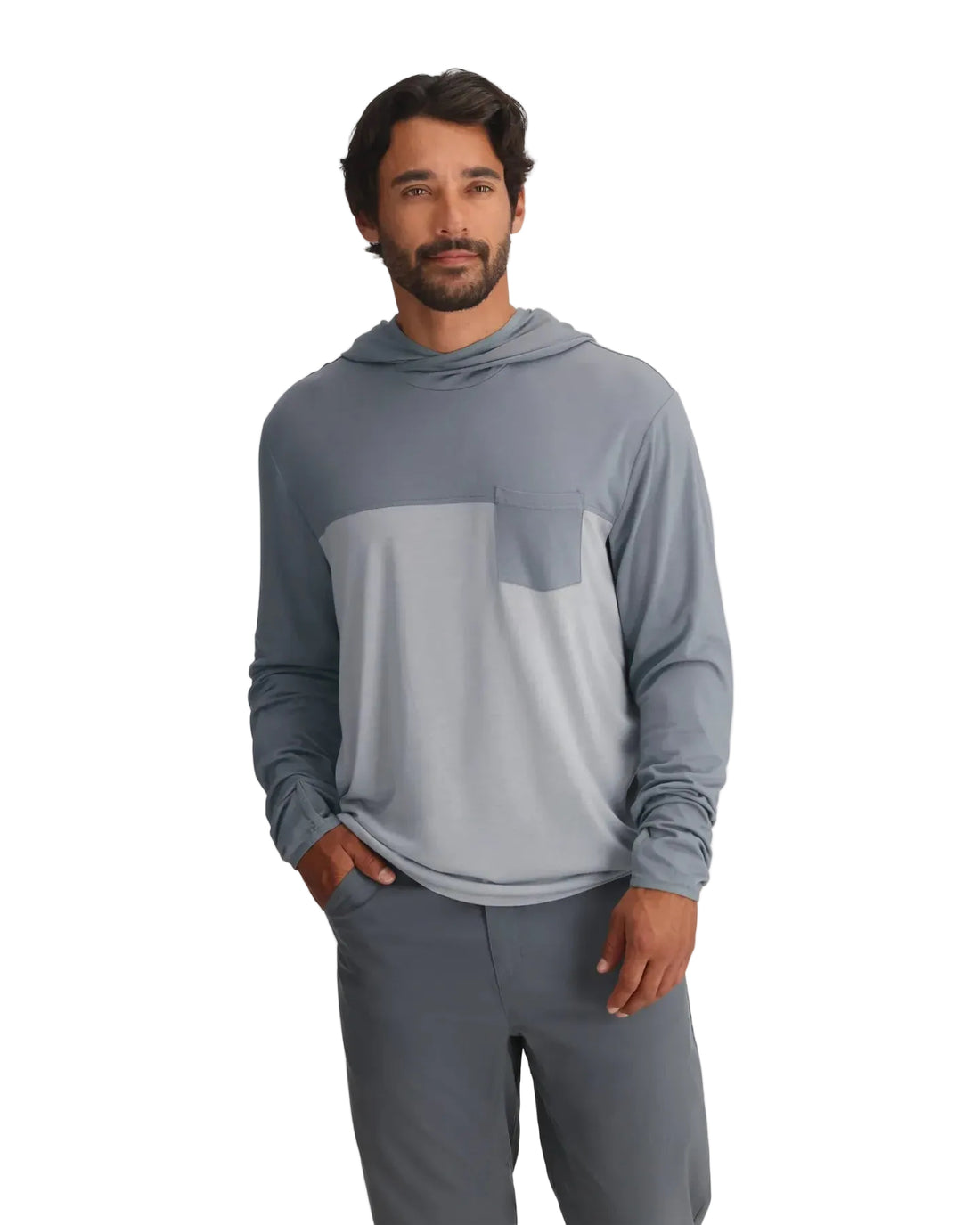 MEN'S FREE FLY BAMBOO HYBRID HOODIE | SLATE | ASPEN GREY