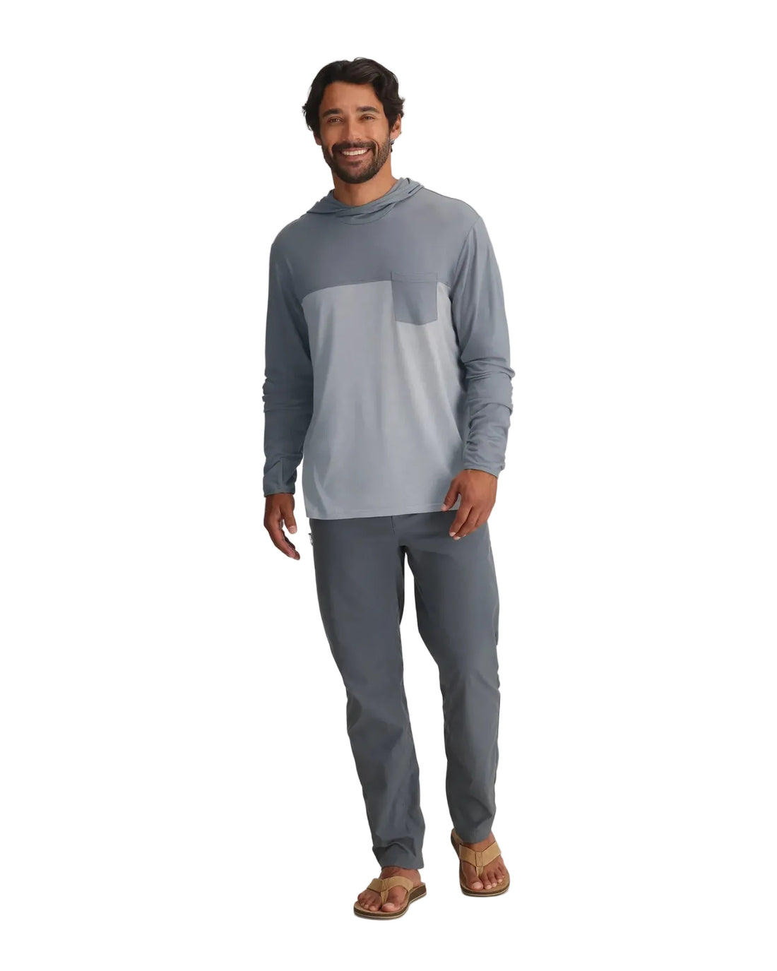 MEN'S FREE FLY BAMBOO HYBRID HOODIE | SLATE | ASPEN GREY