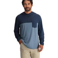 MEN'S FREE FLY BAMBOO HYBRID HOODIE | TRUE NAVY | BLUE FOG