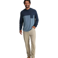 MEN'S FREE FLY BAMBOO HYBRID HOODIE | TRUE NAVY | BLUE FOG