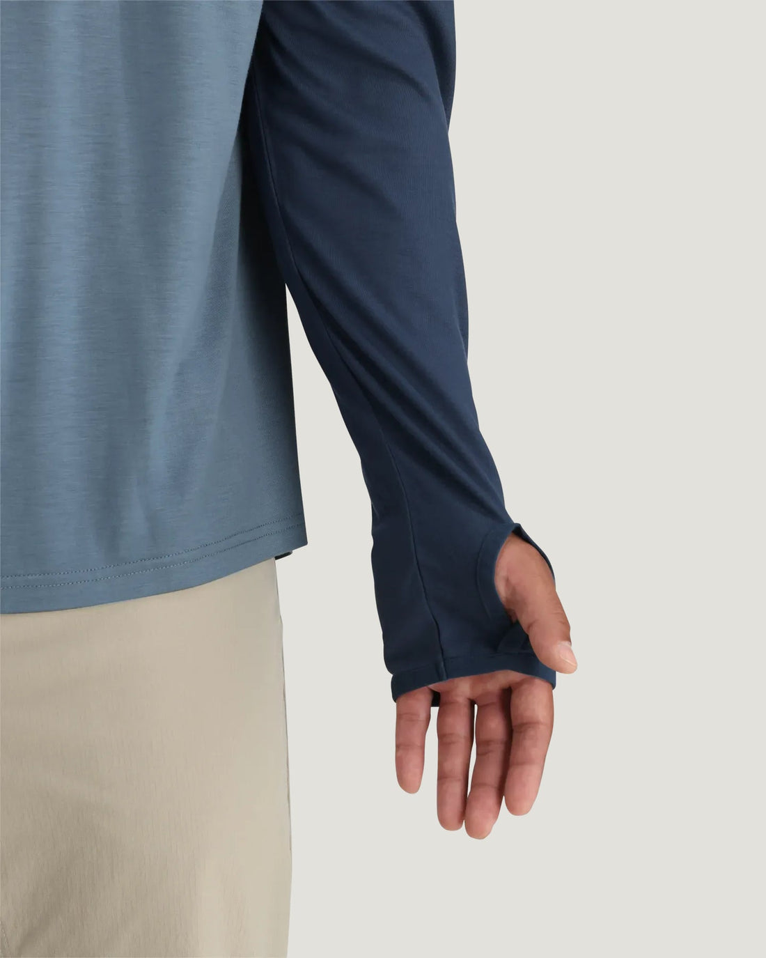 MEN'S FREE FLY BAMBOO HYBRID HOODIE | TRUE NAVY | BLUE FOG