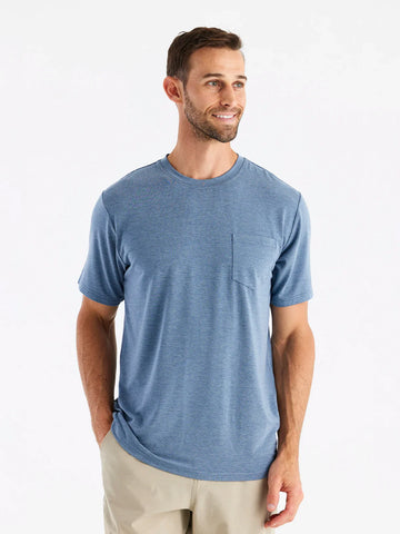 MEN'S FREE FLY BAMBOO FLEX POCKET TEE | HEATHER DEEPWATER