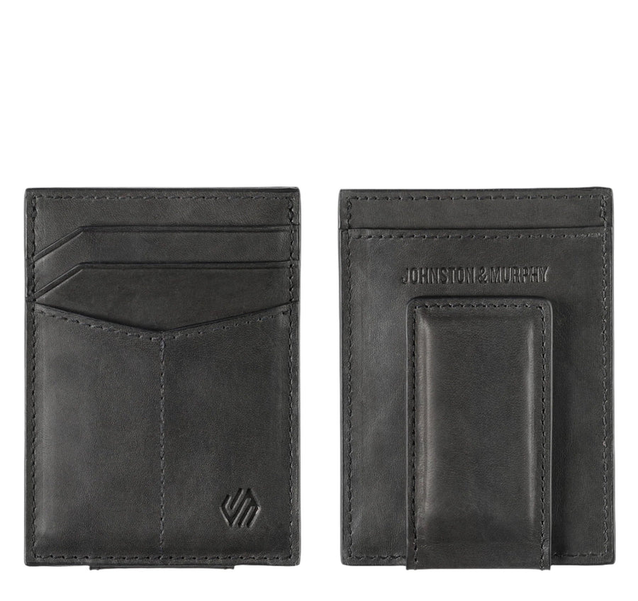 MEN'S JOHNSTON & MURPHY RHODES FRONT POCKET WALLET | BLACK FULL GRAIN