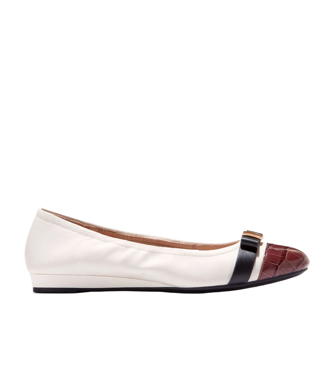 WOMEN'S COLE HAAN GO-TO TOVA BOW BALLET | POWDER LEATHER/MAHOGANY