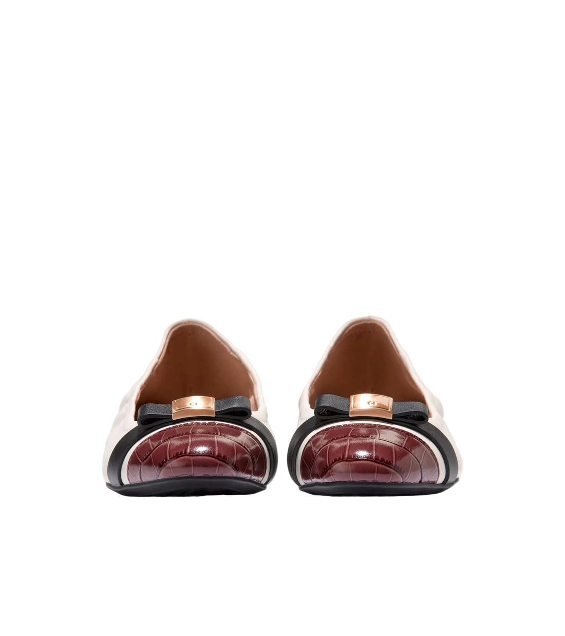 WOMEN'S COLE HAAN GO-TO TOVA BOW BALLET | POWDER LEATHER/MAHOGANY