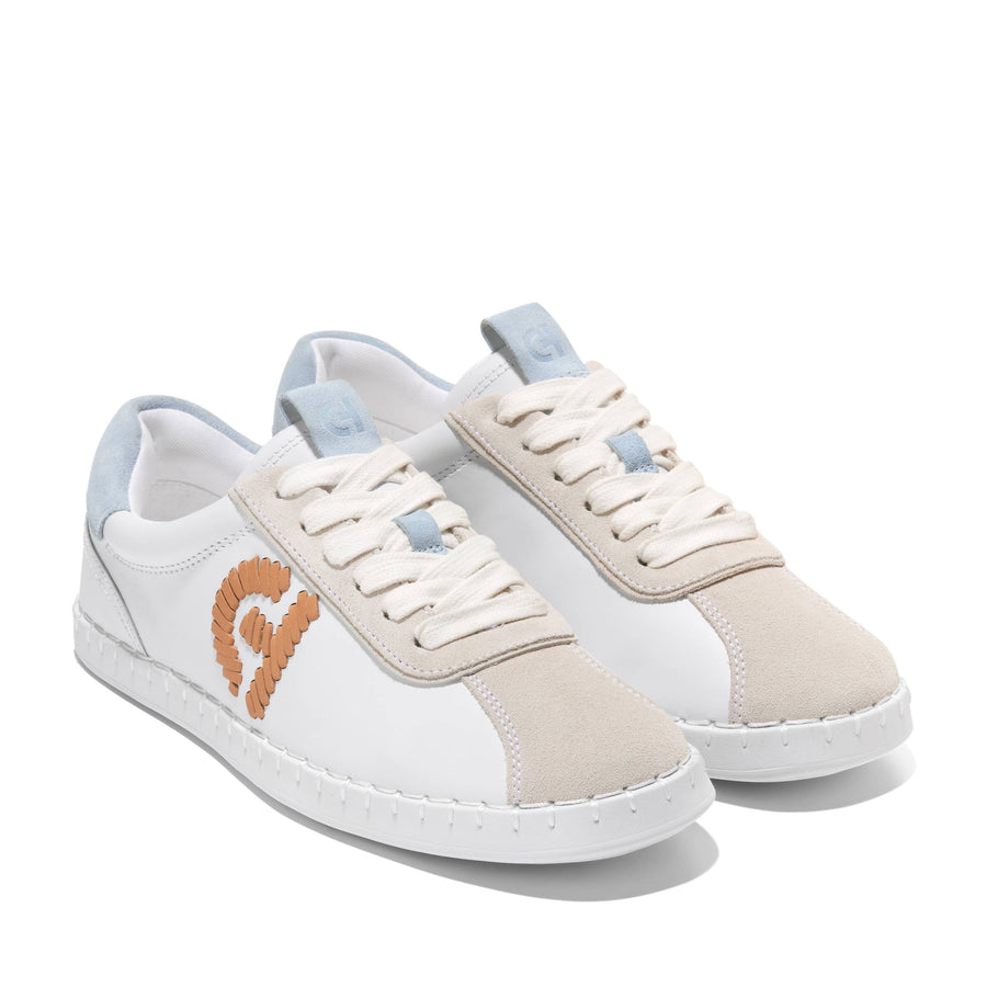 WOMEN'S COLE HAAN GRANDPRO ACELIA SNEAKER | WHITE / SKYWAY SUEDE
