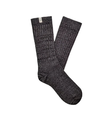 WOMEN'S UGG RIB KNIT SLOUCHY CREW SOCK | GREY / BLACK