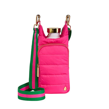 WANDERFULL HYDROBAG | BRIGHT PINK WITH PINK AND GREEN STRIPED STRAP