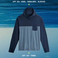 MEN'S FREE FLY BAMBOO HYBRID HOODIE | TRUE NAVY | BLUE FOG