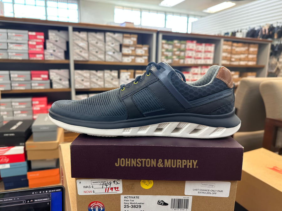 MEN'S JOHNSTON & MURPHY ACTIVATE PLAIN TOE LACE UP | NAVY