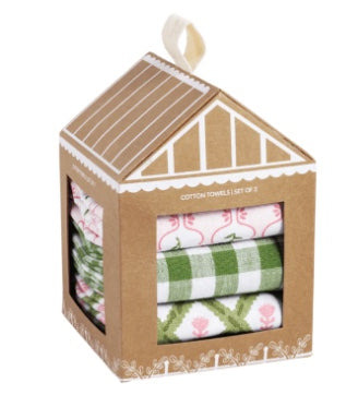 MUDPIE PINK GREENHOUSE TOWEL SET