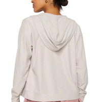 WOMEN'S FABLETICS CLOUD JERSEY FULL ZIP HOODIE | LIGHT SAND HEATHER