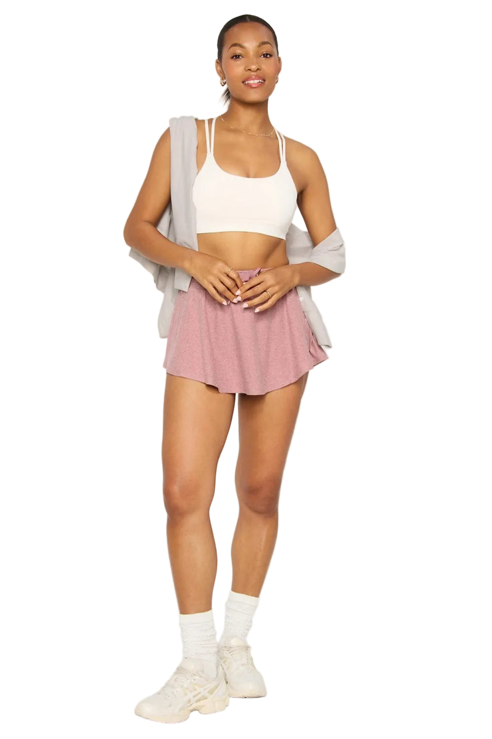 WOMEN'S FABLETICS CLOUD JERSEY FULL ZIP HOODIE | LIGHT SAND HEATHER