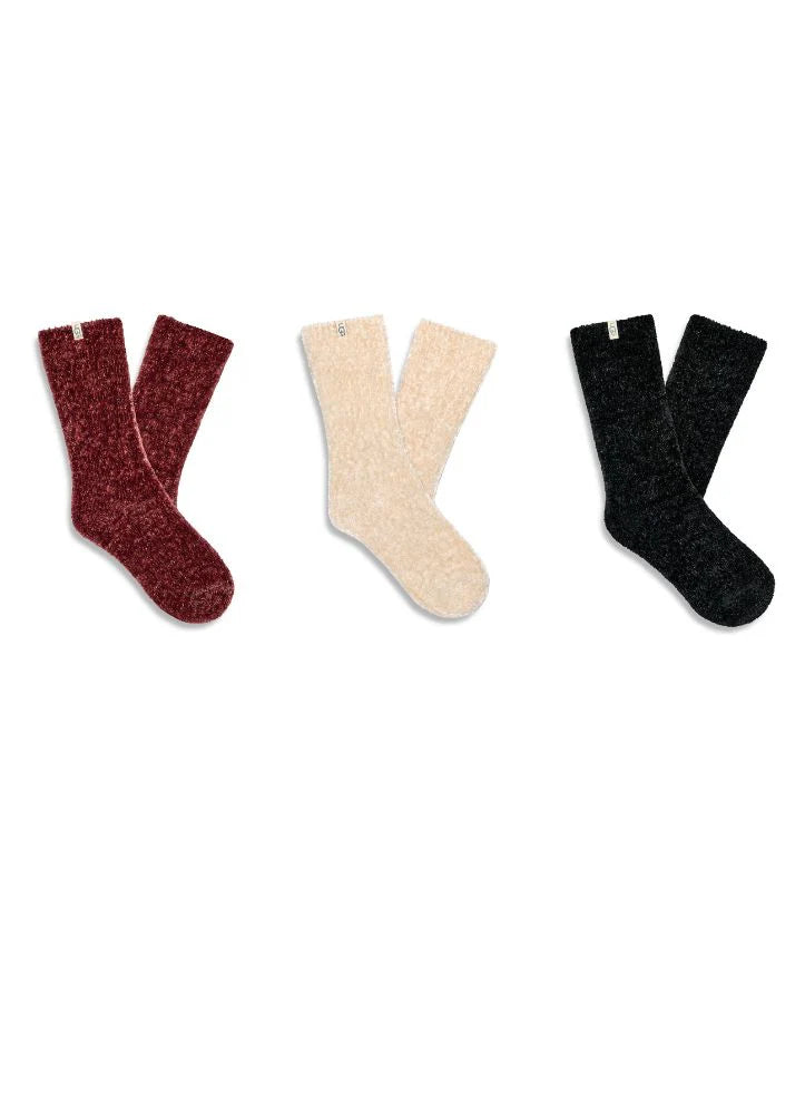 WOMEN'S UGG COZY LEDA SPARKLE SOCKS 3 PACK | CREAM / RUBIOUS / BLACK