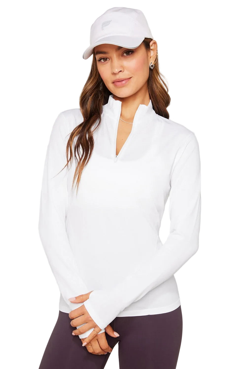 WOMEN'S FABLETICS FEATHER TECH + HALF ZIP TOP | CLASSIC WHITE
