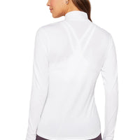 WOMEN'S FABLETICS FEATHER TECH + HALF ZIP TOP | CLASSIC WHITE