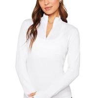 WOMEN'S FABLETICS FEATHER TECH + HALF ZIP TOP | CLASSIC WHITE