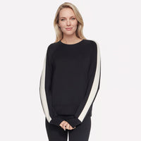 WOMEN'S SKECHERS ELEVATED BLOCKED CREWNECK | BLACK