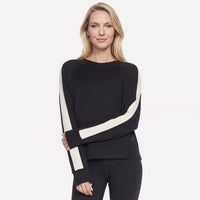 WOMEN'S SKECHERS ELEVATED BLOCKED CREWNECK | BLACK