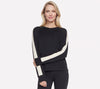 WOMEN'S SKECHERS ELEVATED BLOCKED CREWNECK | BLACK