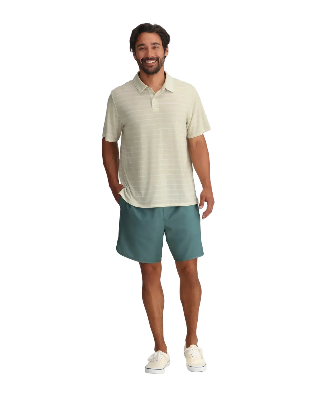 MEN'S FREE FLY ELEVATE POLO | DASH STRIPE BIRCH