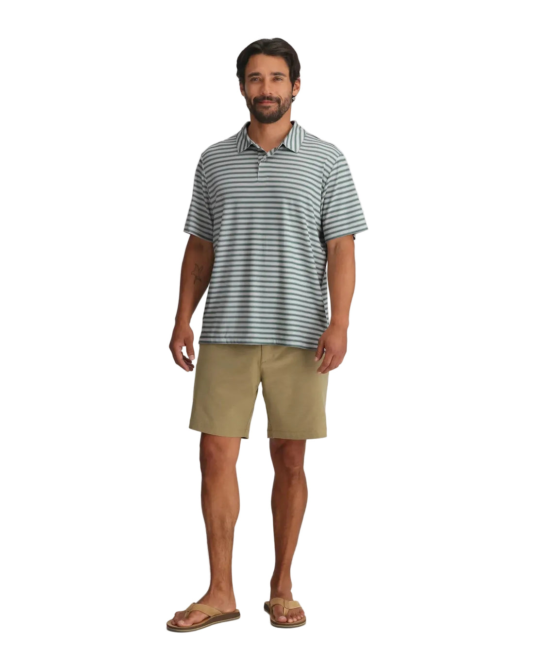 MEN'S FREE FLY ELEVATE POLO |SMOOTH SAILING STRIPE | HEATHER ASPEN GREY